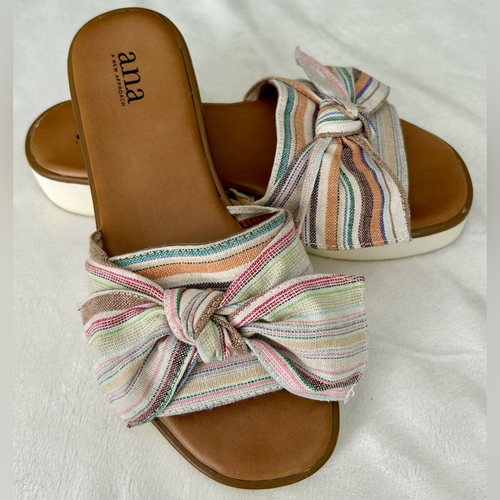a.n.a. Women's Striped Slide Sandals - Multicolor